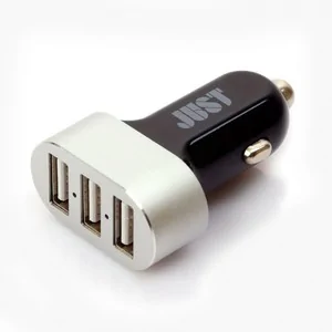 JUST Evo Trio USB Car Charger (6.3A/31W, 3USB) Black/Silver
