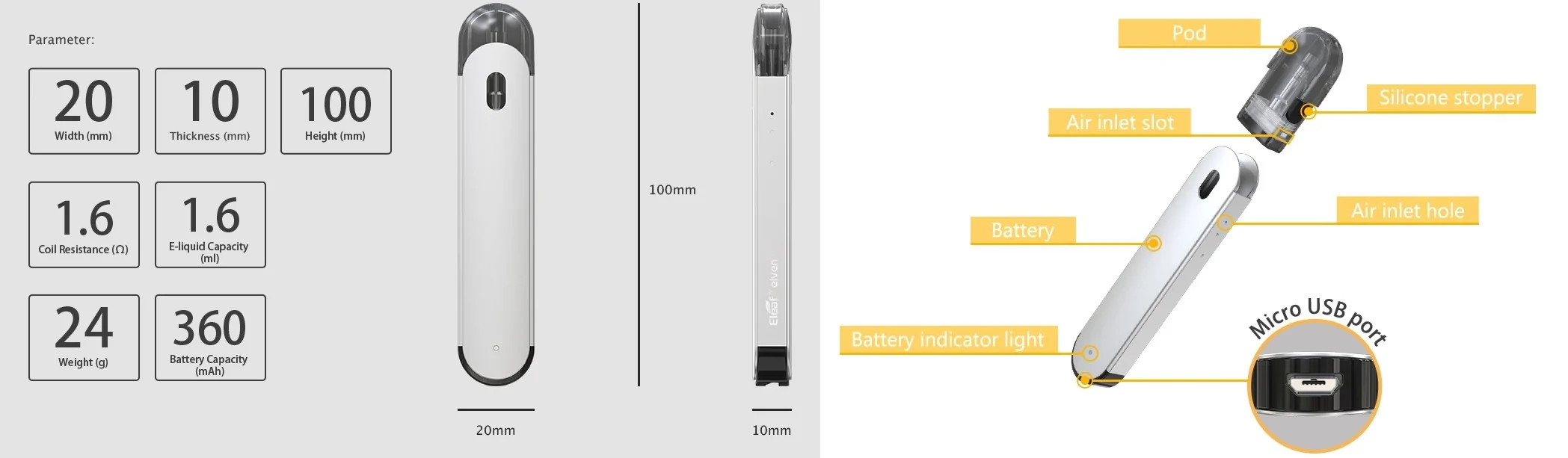 Eleaf Elven Pod Starter Kit характеристики