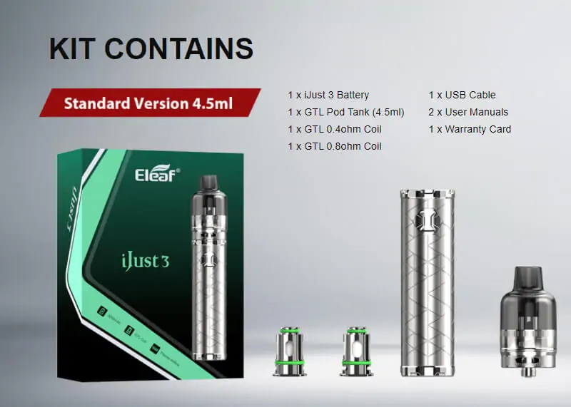 Eleaf iJust 3 Kit with GTL Pod Tank