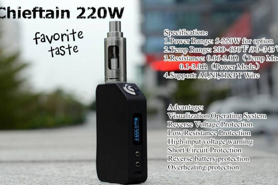 Wotofo Stentorian Chieftain 220W TC Box Mod Black